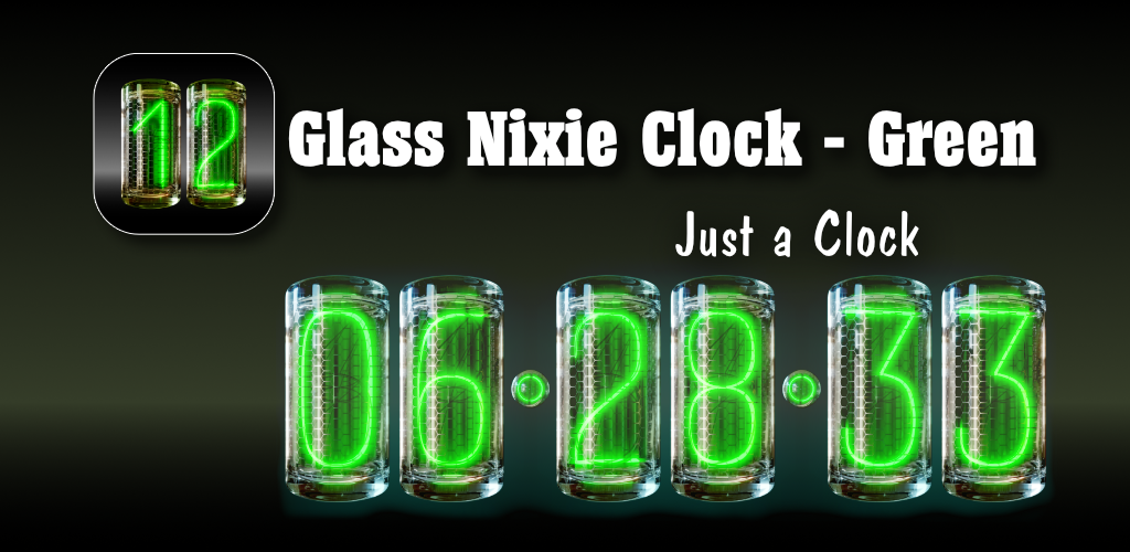 Glass Nixie Night Clock Green Main Graphic